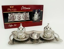 Turkish coffee set for 2 or 6 people with tray silver gift RRP £50