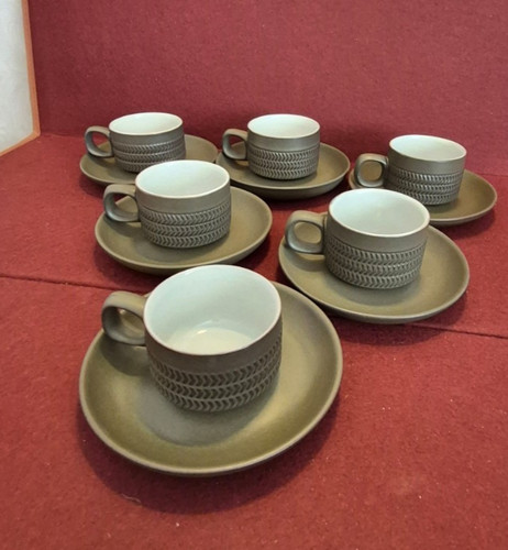 Denby chevron cup and saucer - denby,