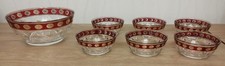 Vintage / retro Italian glass fruit  / dessert dish / bowl set 1 large 6 small