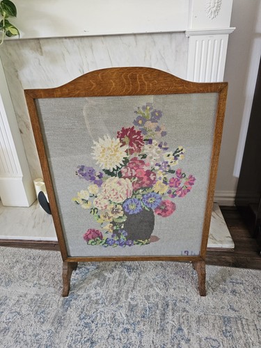 Vintage wooden fire - vintage, screen