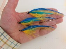 3 x Blue/Yellow Sunray Shadow size 8 singles SALMON fishing  flies Ref.008