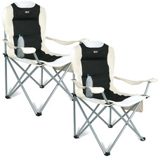 DELUXE FOLDING PADDED CAMPING CHAIR WITH CUP HOLDER & SIDE POCKETS HOLDS 120KG