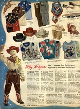 1951 PAPER AD 2 PG COLOR Roy Rogers Cowboy outfit cap gun holster set boots hat