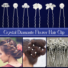 Bridal Hair Clips Pearl & Crystal Flower Pins Wedding Accessories for Women