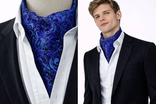 Men ascot cravat blue - ascot,