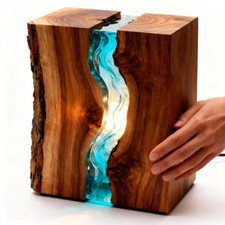 Wood Resin River Lamp With