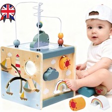 Wooden Activity Cube Baby Toys - Wooden Toys for 1 2 Year Old Boys and Girls UK