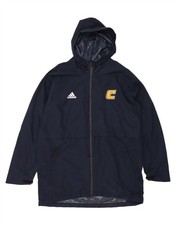 ADIDAS Mens Hooded Rain Jacket UK 40 Large Navy Blue Polyester AE01