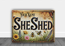 PERSONALISED SHE SHED LADIES GARDEN WORKSHOPCHALET Retro Metal SIGN RSS01