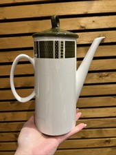 Swinnertons Coffee Pot Vintage Ironstone Made In England White & Green Ornament 
