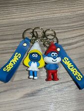 3D The Smurfs Papa Smurf Smurfette Keychain Keyring Pendant **BRAND NEW**
