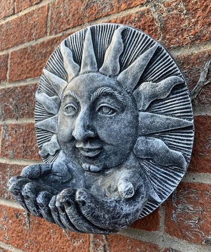 Stone garden sun with hands - stone,
