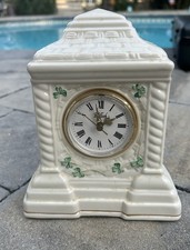 Belleek Cashel Mantle Clock Gold Rimmed Dome Shamrock Untested