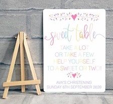 A5 Sweet Table Candy Cart Sign Wedding Birthday Party Christening - PERSONALISED