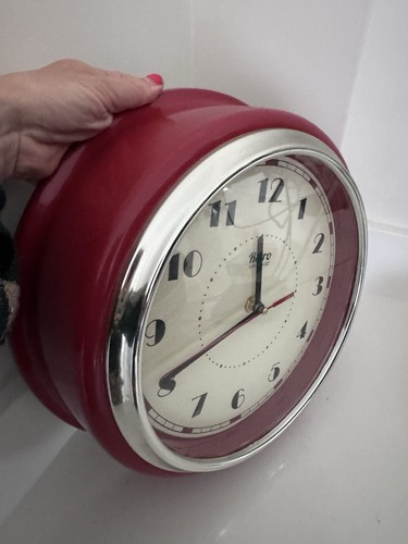Retro vintage red wall - wall, clock