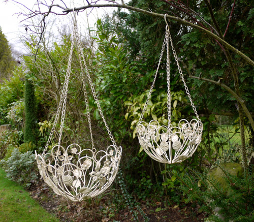 Cream hanging basket vintage - cream,