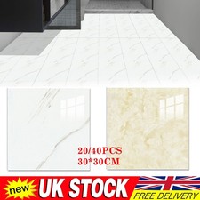 20/40PS Floor Wall Tiles Ceramic Marble Effect PVC Bathroom Home 12X12''Adhesive