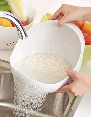 White plastic colander - plastic,