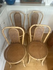 Set Of 4 Vintage Midcentury Bamboo  Rattan Thonet Style Bistro Chairs