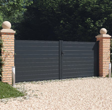 BillyOh Valencia Double Swing Driveway Aluminium Gates with Horizontal Solid Inf