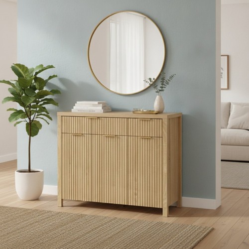 Ribbed front design sideboard - ribbed,