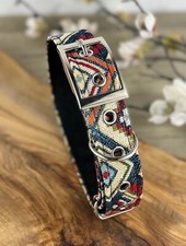 Aztec Dog collar, belt buckle, antique brass, silver, black