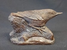 Heredities Bronzed Resin 'Wren". Signed. P J Dutt. 4.5" Wide. 3" Tall. GC.