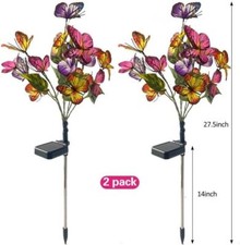 2~4 x Solar Butterfly Flower Lights Outdoor Garden Stake Pathway LED Light Decor