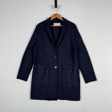 Zara Wool Longline Navy Blue Car Coat Overcoat Cardigan Women’s Size M