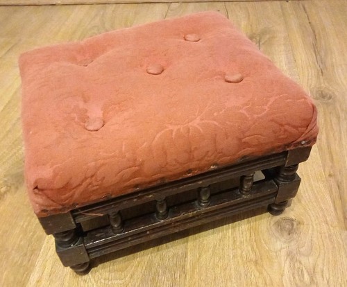 Antique wooden foot stool with - foot,