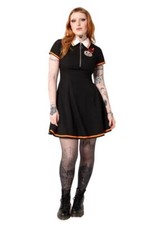 Hell Bunny Skater Dress Jack-O-Lantern Halloween Party Pumpkin Embroidery Spooky