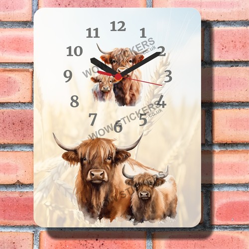 Highland cow design - wall, clock