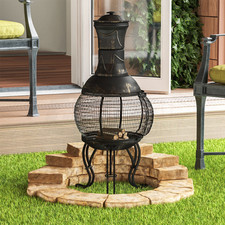 Steel Chiminea Fire Pit Outdoor Garden Patio Heater Burner BBQ By Home Discount