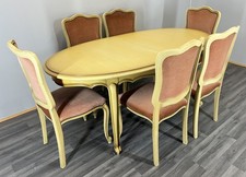 Dining Table Vintage French Louis XVI Shabby Chic with Set of 6 Chairs LOT 4404