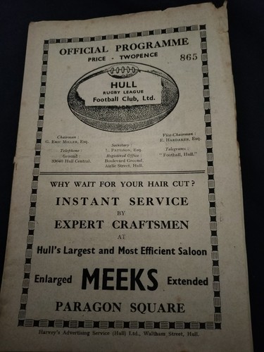 Vintage rugby league programme - vintage,