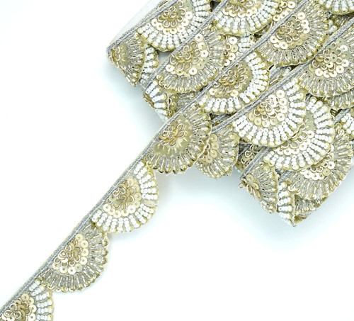 Yard silver zardozi beaded - 1,