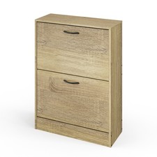 2 Drawer Shoe Cabinet Cupboard Rack Storage Unit Organiser Stand Wooden Holder