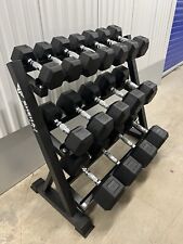 Hex Dumbbell 5kg-30kg Set & 3 Tier Rack Full Home Gym Weights Training