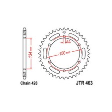 Steel Sprocket P428 D50 Sunstar Kawasaki 200 KMX 1988-1992