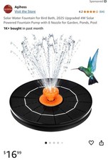 Solar Water Fountain for Bird Bath, 2025 Upgraded 4W Solar Powered Fountain Pump