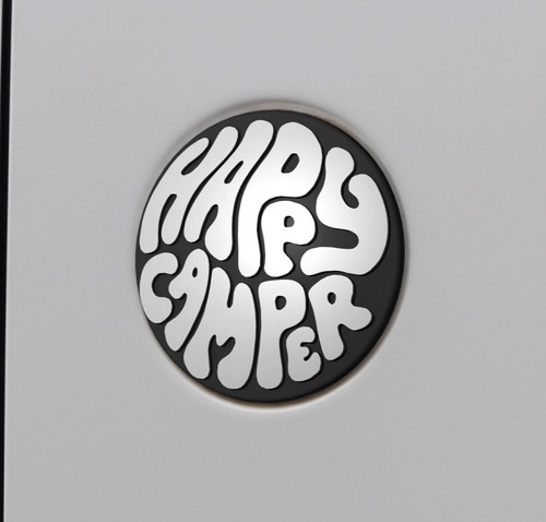 Happy camper rear badge - happy, emblem