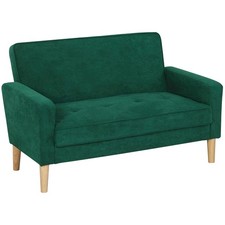 HOMCOM 2 Seater Sofa, Velvet-Feel Upholstered Loveseat for Small Space, Green