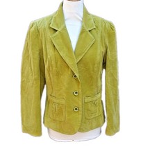 Per Una Jacket Olive Green Velveteen Lined M & S UK Size 14 Charity Sale