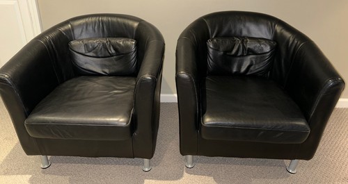 Ikea black leather club - black,
