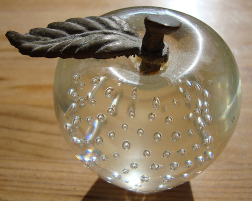 Vintage clear glass apple - vintage,