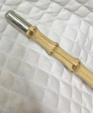 Antique Whangee Bamboo Show Cane / Swagger Stick - Nickel Silver Top 24” showing