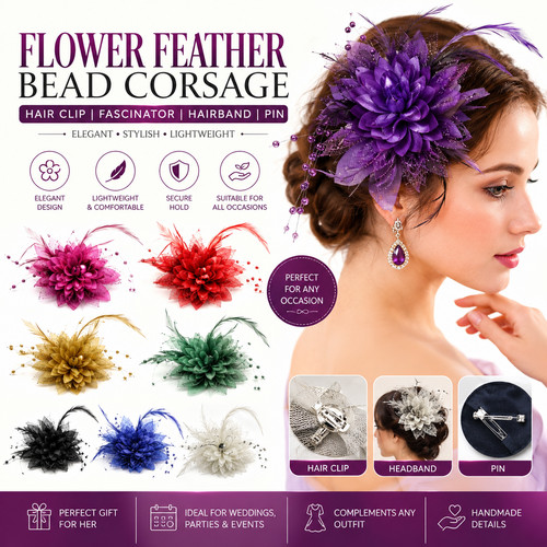 Flower feather fascinator hair - flower,