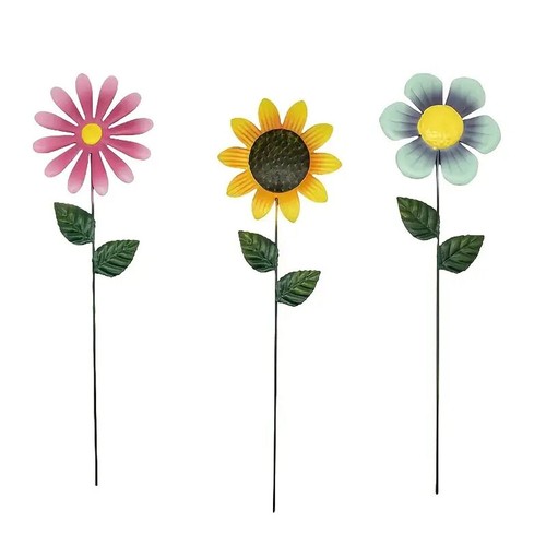 Metal sunflower garden stake - metal,