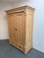 A Stunning Victorian Antique Old Pine Shelved Knockdown Wardrobe to Wax/Paint