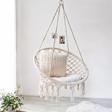 Indoor Cotton Rope Hanging Basket Chair - Iron Ring Suspended Cradle Chair